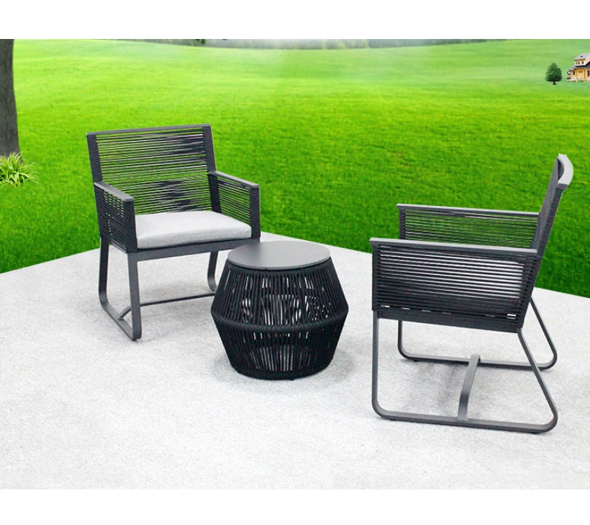 Fancy rope weaving aluminum outdoor sofa furniture