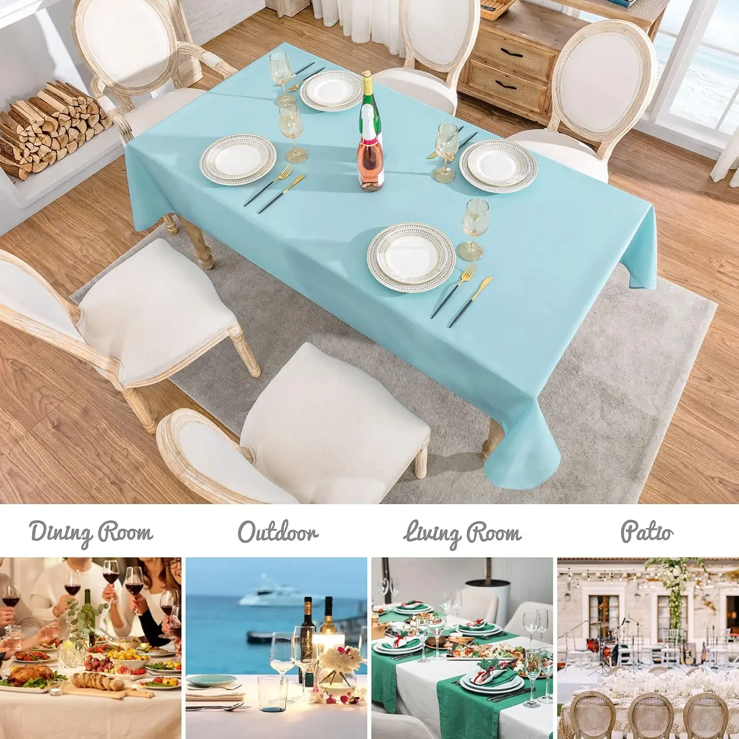 Custom Logo Cotton/Polyester Printed Round Black White Rectangle Square Fitted Tablecloth Party Wedding Banquet Table Cloth