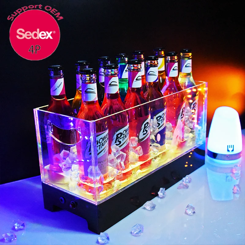 24 bottles hold New Latest big Capacity Custom Logo Bar Led Wine Beer Wine Cooler Acrylic Ice Bucket With Led