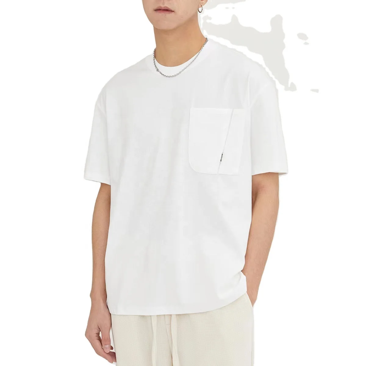 Solid color simple splicing short sleeve round neck casual loose half sleeve top breathable sweat wicking men summer t shirt