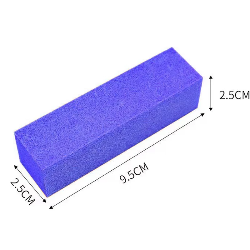 4 Sides 9.5*2.5*2.5 Cm Sponge Nail Buffer Block Blue, Pink, White Nail Trimmer 4 Sides Decorated With Square Nail Buffer Block