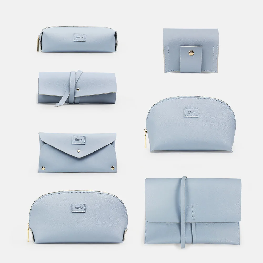 Wholesale Custom Logo High Quality New Arrival Waterproof Vegan Pu Recycled Leather Clutch Makeup Cosmetic Bag Organic