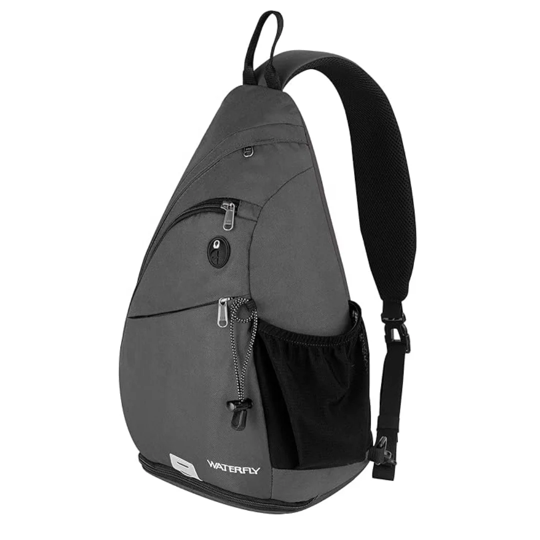 bottom-umbrella-pouch designed waterproof multi-pockets laptop & camera triangle sling backpack with water bottle holder