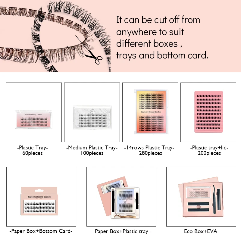 Wholesale Fluffy Cluster Lashes Bond Seal Remover Segmented Eyelash Extensions Mink DIY Lash Extensions Kit with Private Label