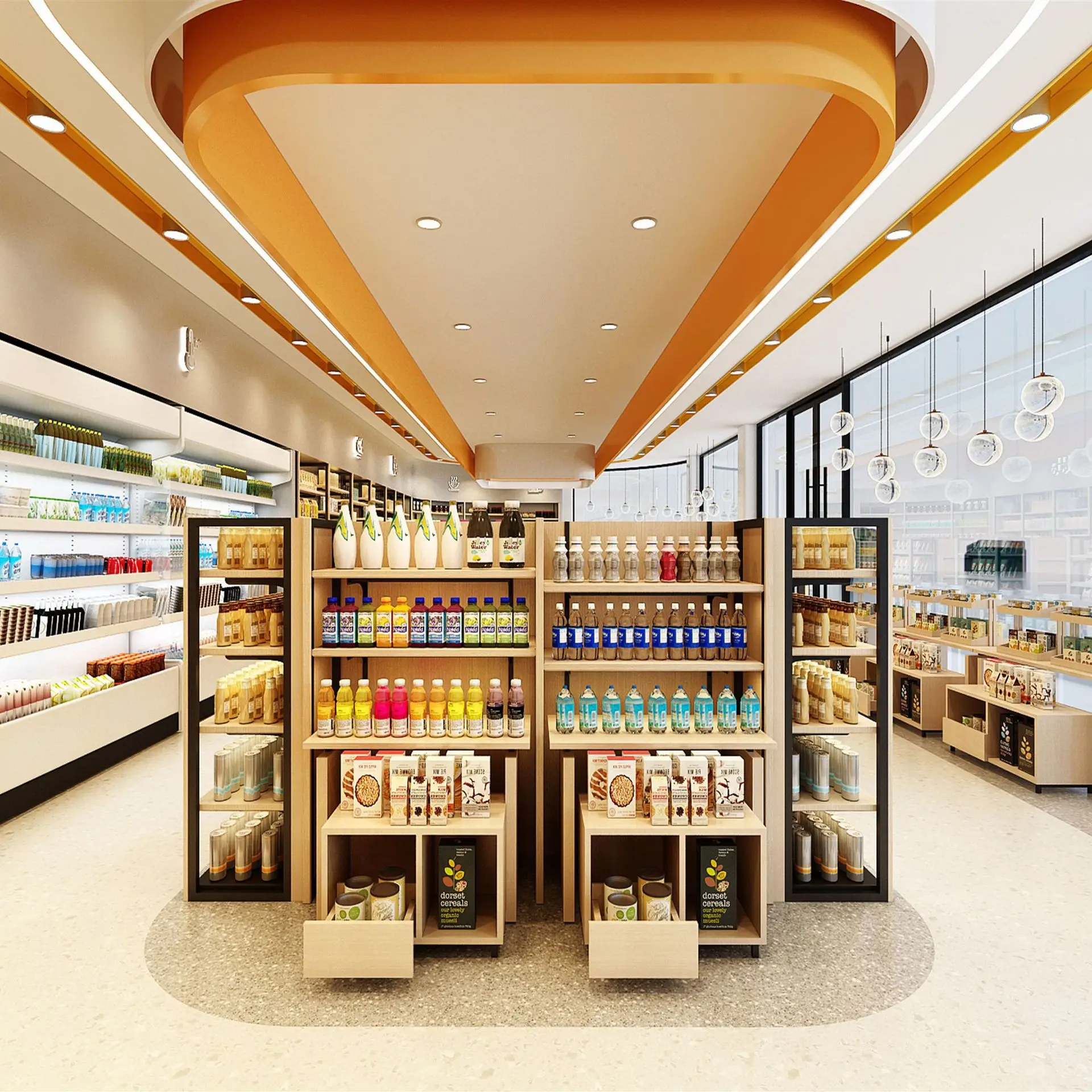 Supermarket shelves convenience store single and double-sided steel wood zero food display shelf kiosk multi-layer shelf