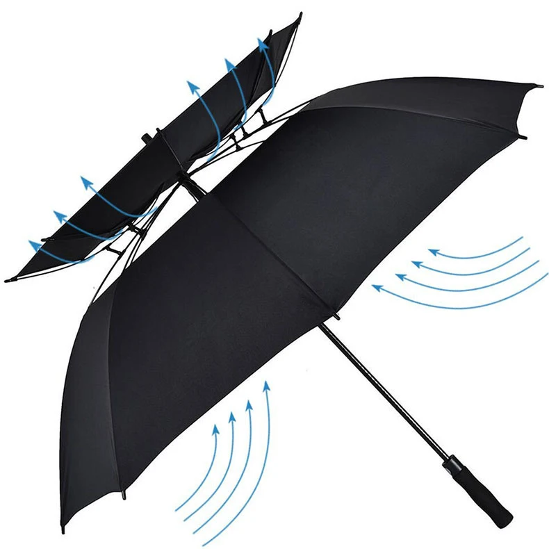 New 30 inch double layer golf umbrella windproof with logo prints