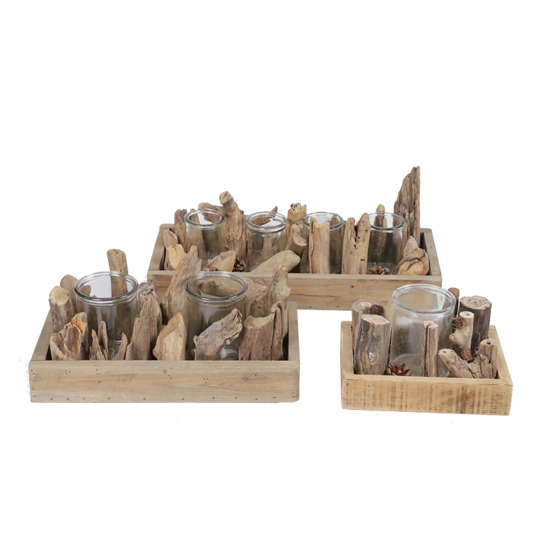 Hot Sale Home Natural Craft Wooden Base Candle Holder