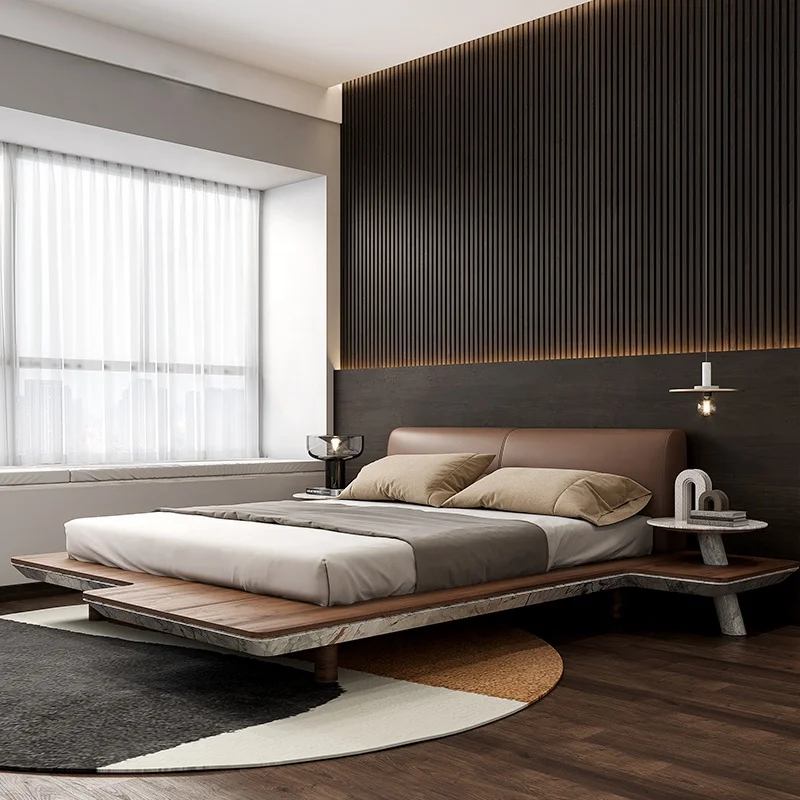 Shipping container house luxury 4 beds room wooden bed tatami bed frame king size