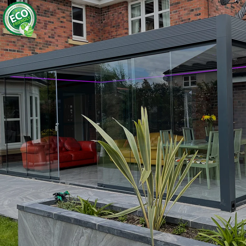 Four Season Electric Shutter Aluminium Pergola Canopy Garden Pavilion Aluminium Gazebo Outdoor Louvre Pergolas Motorized