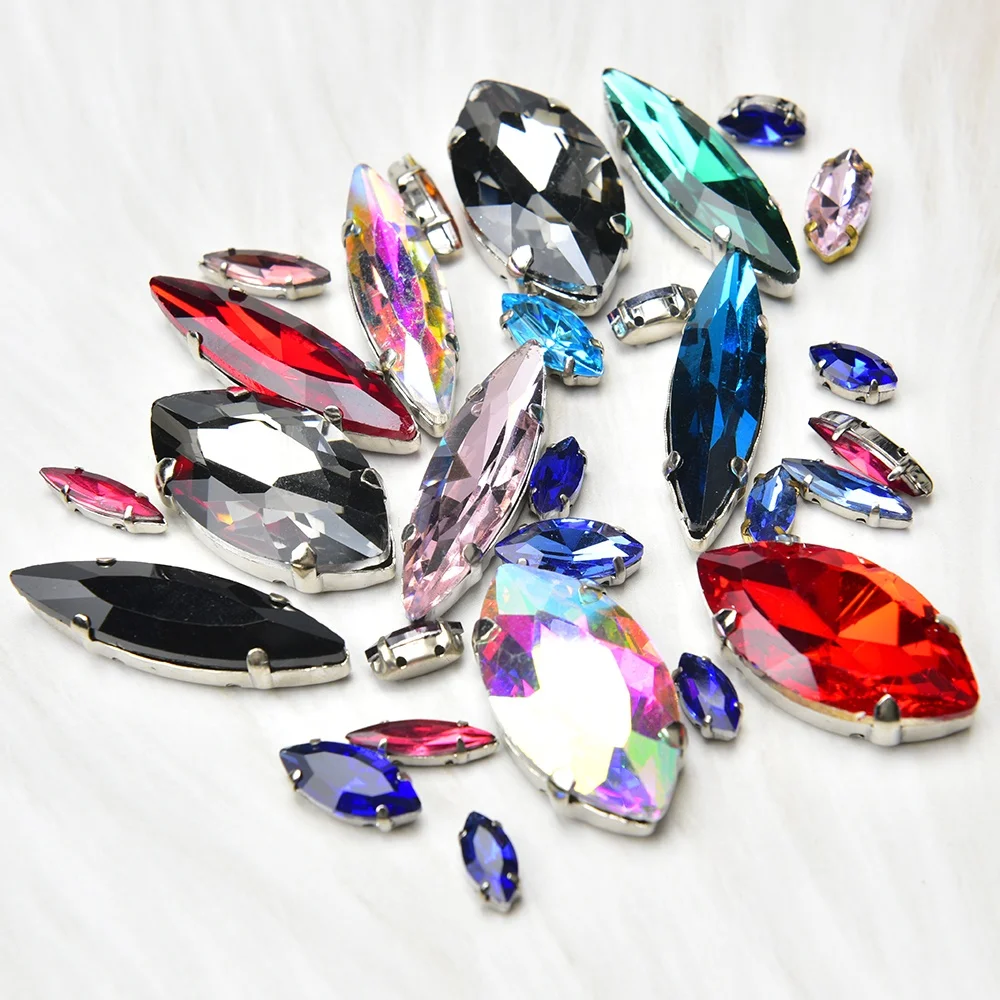 Manufacturers Shiny Crystal Sewn Rhinestone,4X15Mm 5X10Mm 7X15Mm 13X27Mm 17X32Mm 10X35Mm Horse Eye Glass Claw Diamond For Crafts