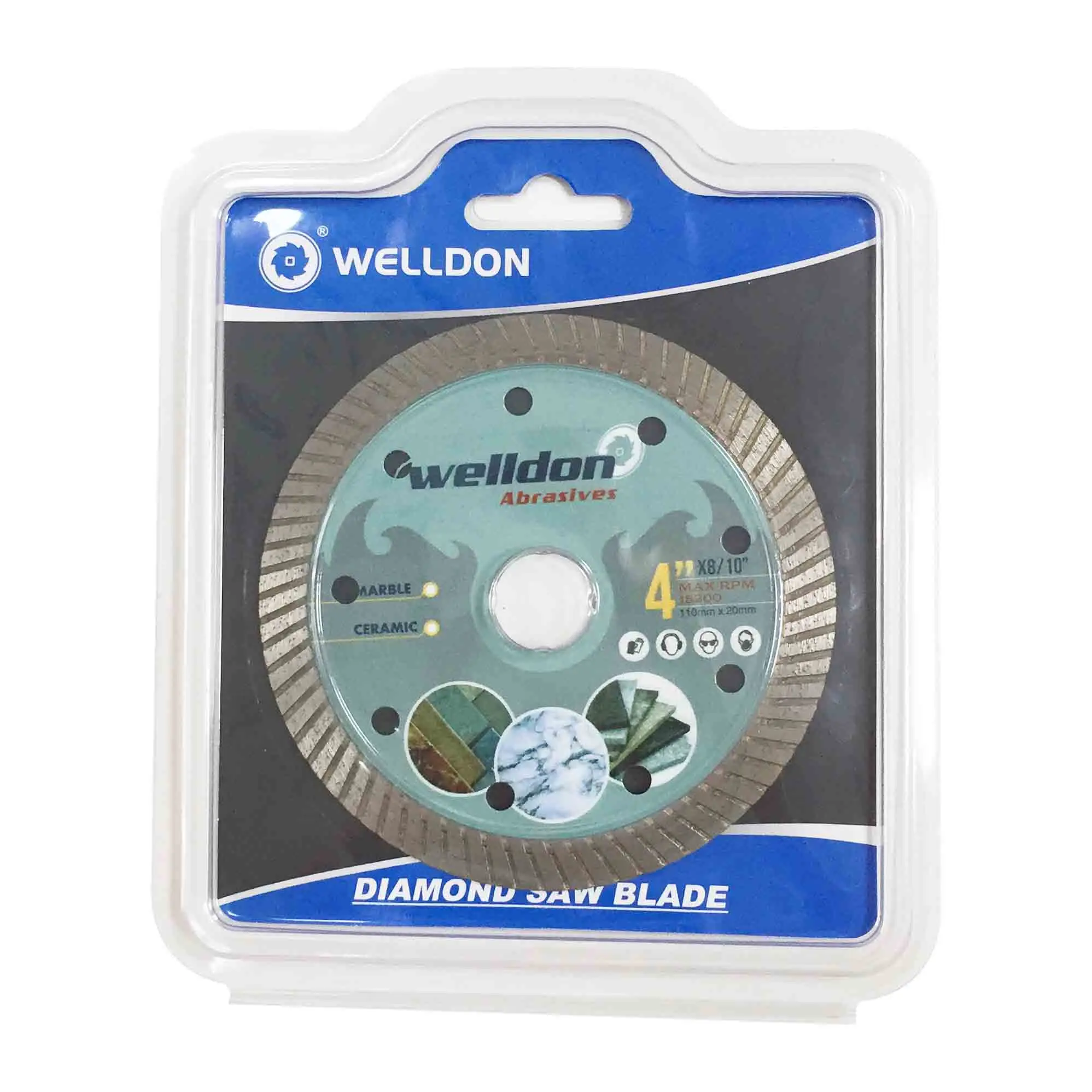 Welldon Diamond Saw Cutting Segmented Blade Laser Welded Sintered Turbo Rim Wholesale For Granite Marble Tile Ceramic