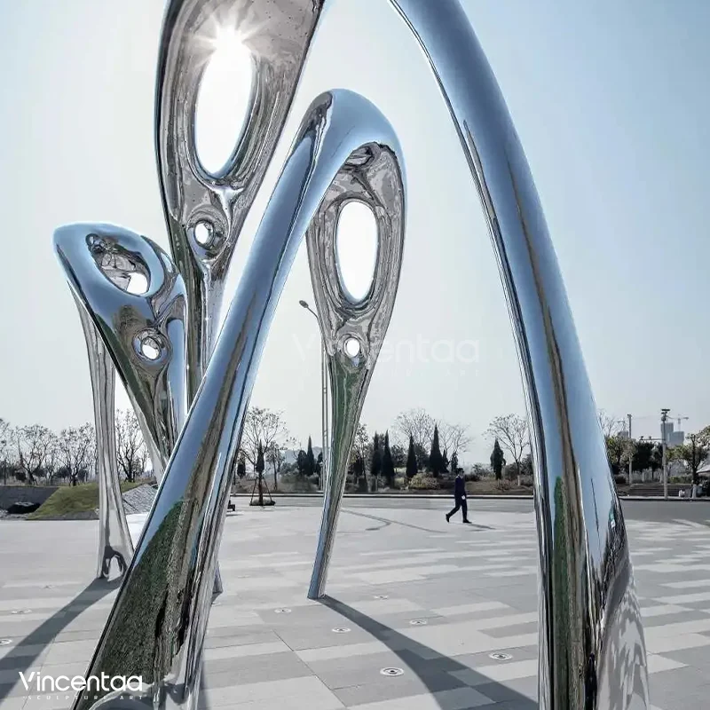 Vincentaa Large Park Modern Stainless Steel Sculpture Custom Arch Sculpture Supplier