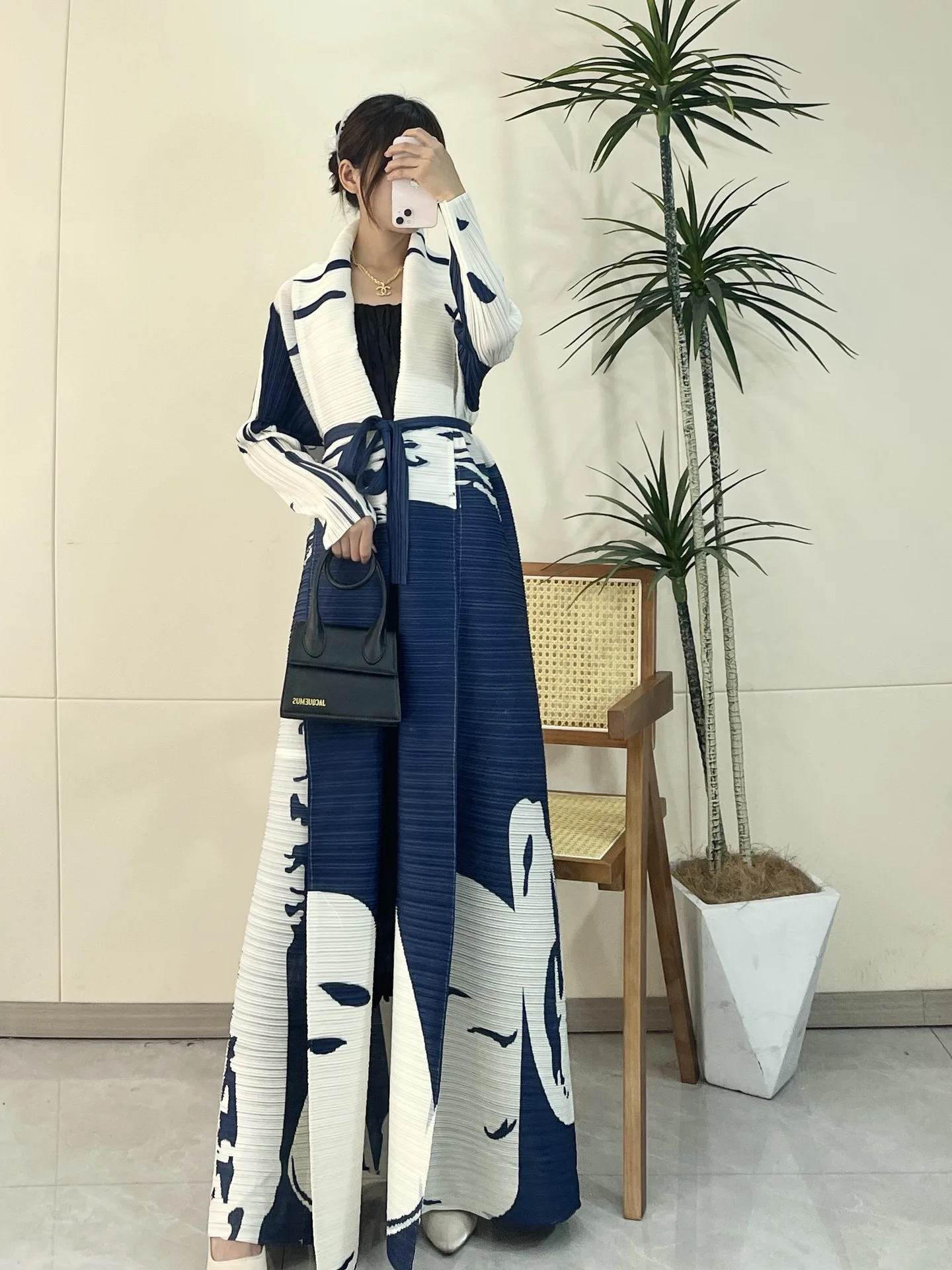 Высококачественное Плиссированное пальто Miyake из Дубая с принтом кафтан открытой спереди женское мусульманское свободное арабское скромное абайя