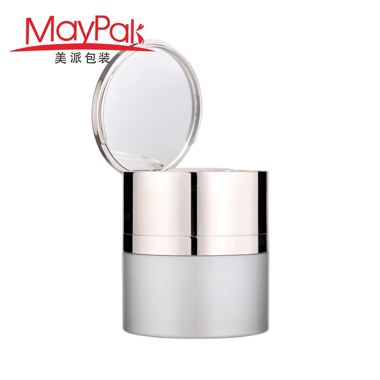 new desihgn custom  40g Reusable rose gold lid plastic  PETG cream jar  cosmetic Container with  powder puff