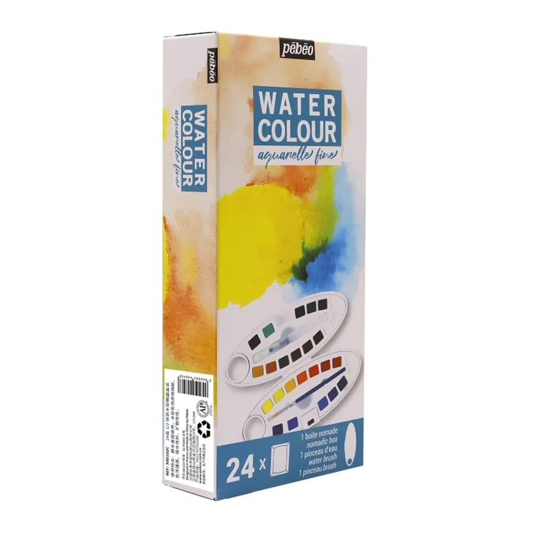 Most Popular Durable 24 Colors Oval Box Art Supplies Watercolor Sets