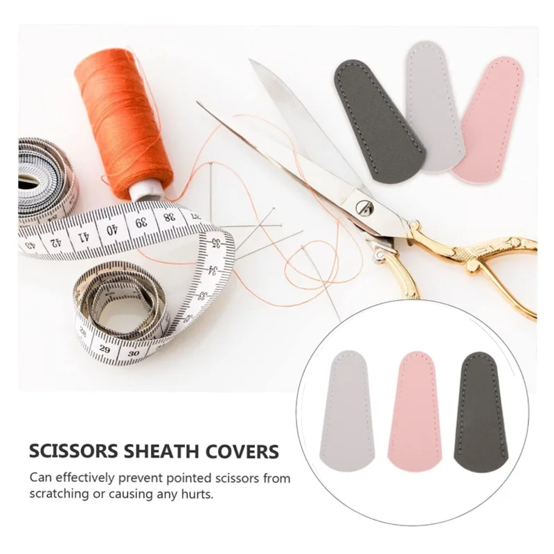Factory Custom Leather Scissors Accessories Cover Safety PU Leather Scissors Storage Protection Case