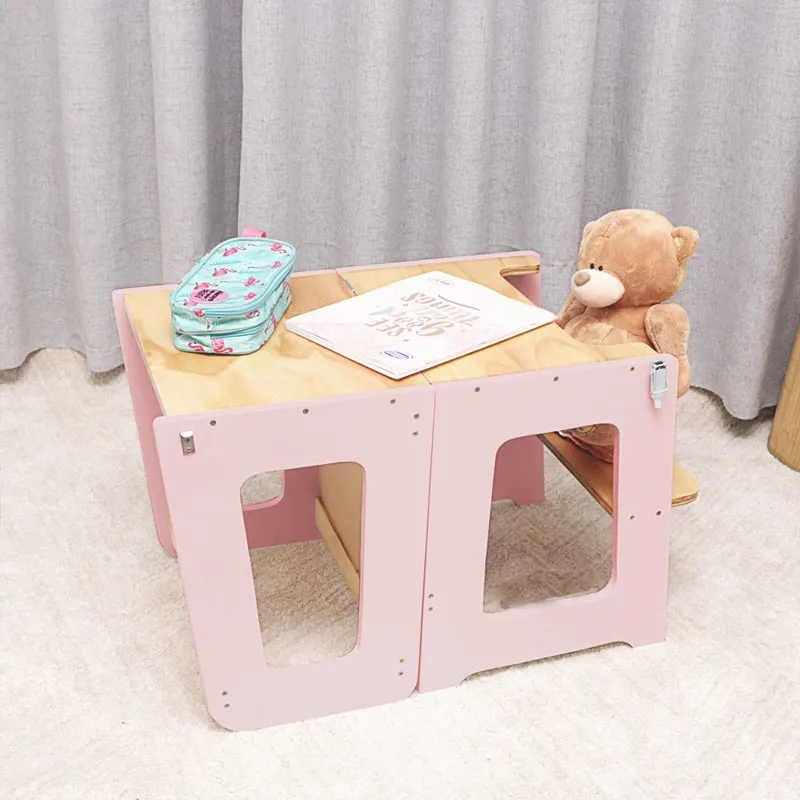 Montessori Wooden Folding Kitchen Helper Step Stool For Kids Mat Toddler Stepping Stool For Counter Learning Tower