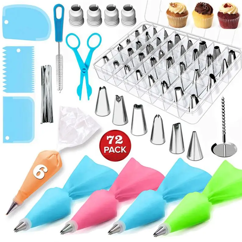 Amazon new hot sale 72pack Cake Decorating Mouth Cream Baking Tool Set L0319
