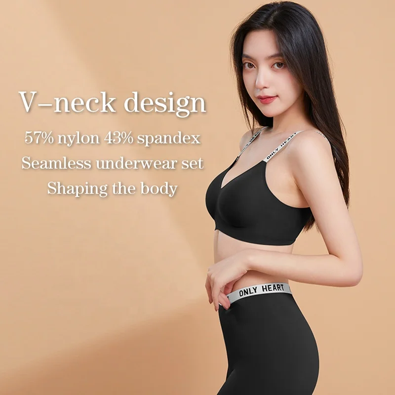 letter shoulder strap bra set lingerie & brief sets cycling pants panties bra leggings suit seamless body shaper for women