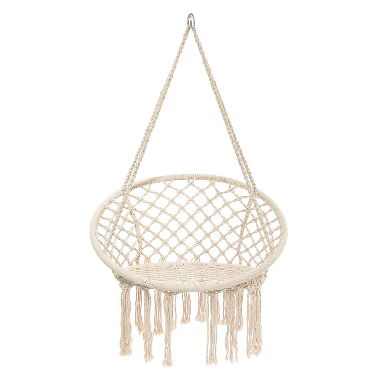 Indoor and Outdoor Hanging Chair Cotton Rope  Hammock Chair Macrame Swing Chair
