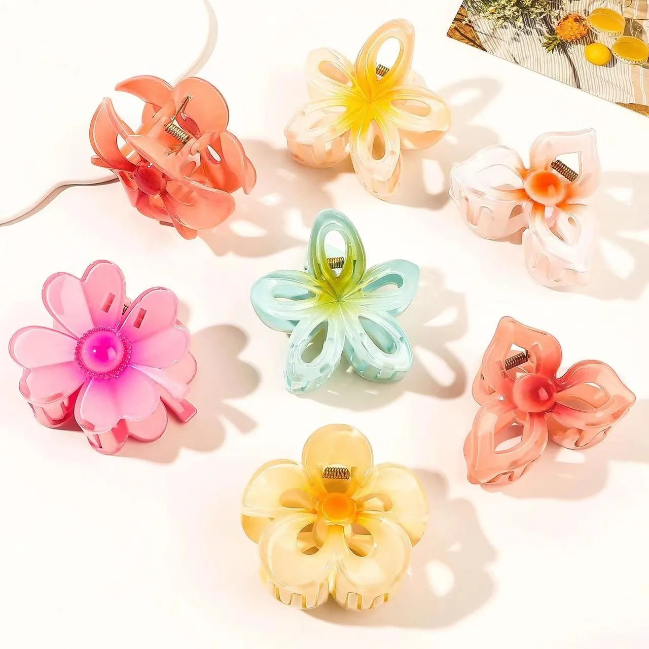 High Quality Colorful Egg Flower Hairpin Four-leaf Clover Shark Hirpin Hair  Beauty Accessories For Women Party