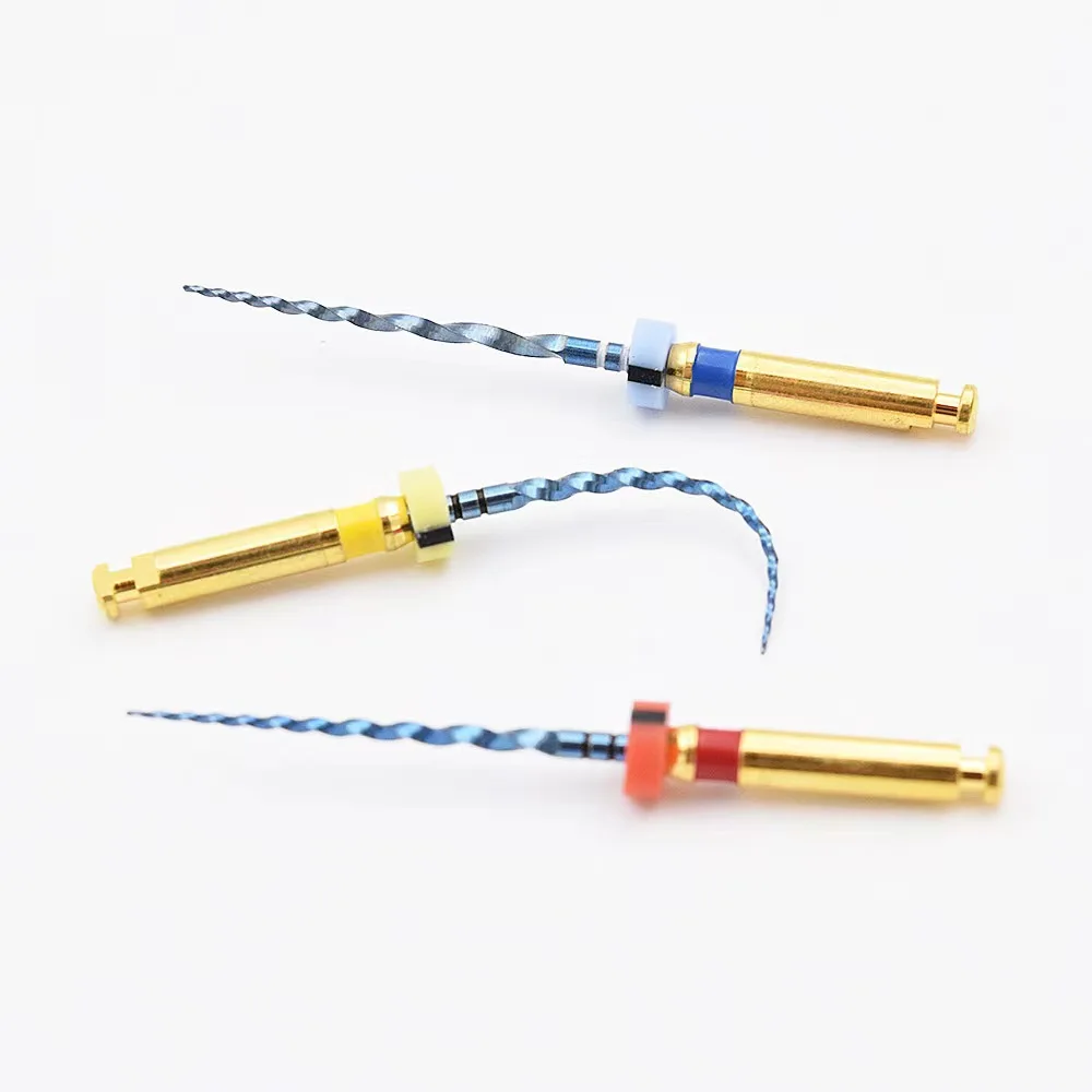 Dental Instruments Heat Activated Niti Blue/Gold Super Rotary Files For Endodontic Motor