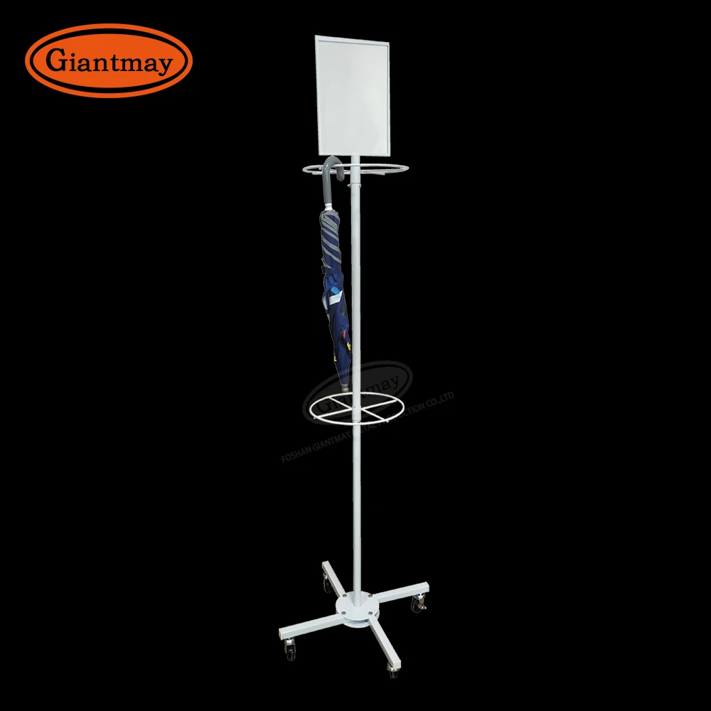 Simple version Rain gear store Double layered Folding umbrella hanging metal display stand with Advertising clip