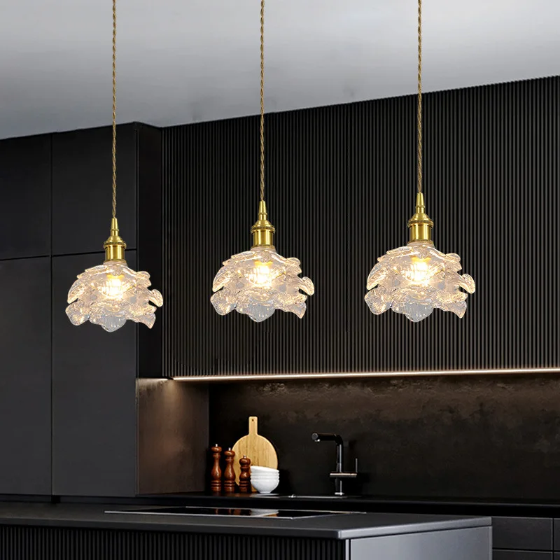 Nordic Vintage Style Creative Brass Glass Pendant Lamp  Hotel Bedroom Corridor Restaurant Lighting