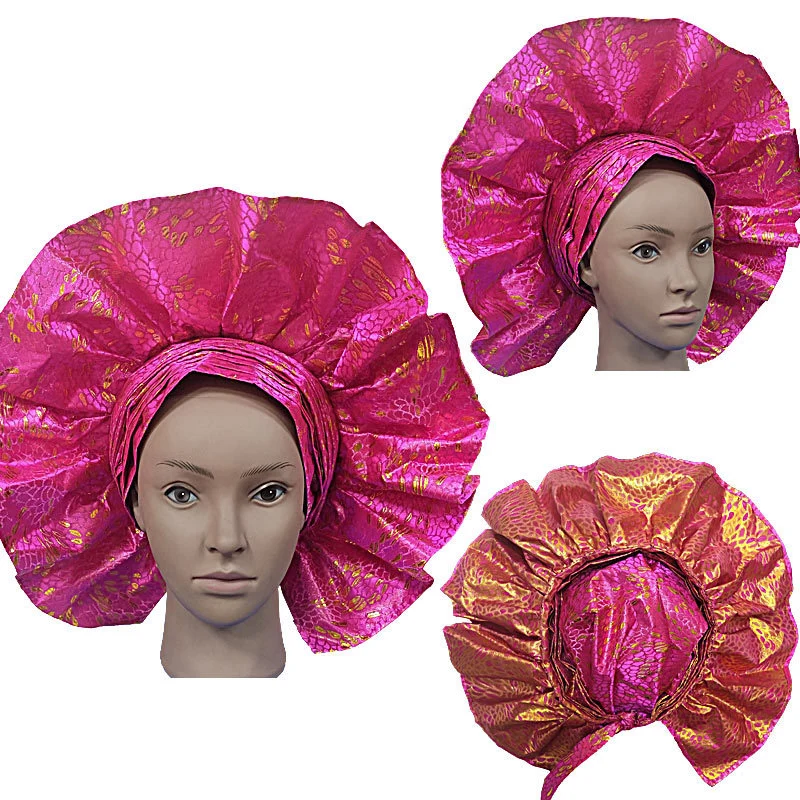 Unique Design Fashion Exaggerated African Turban Women Round Sego Already Made Headtie Turban