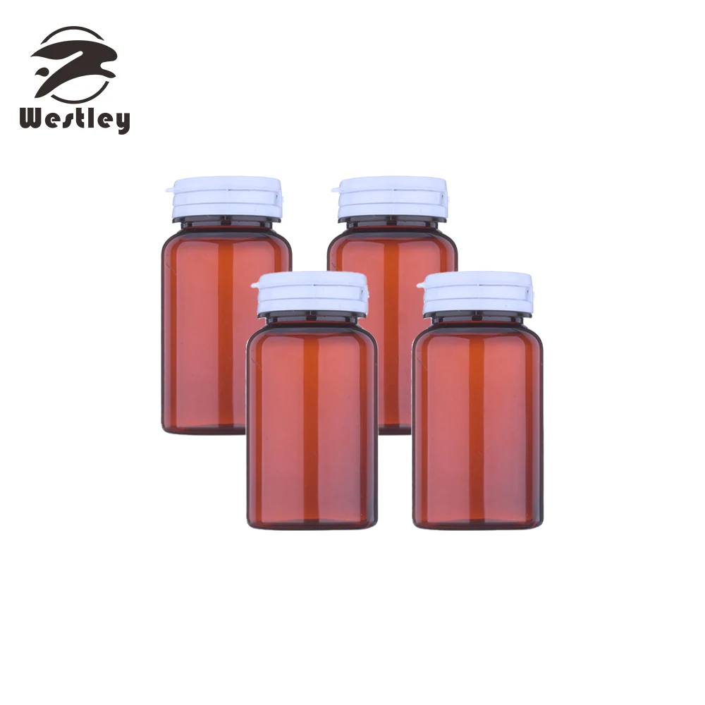 High Quality Pill Bottle Packaging Capsule Container Supplements 300ml Amber Boston Round Medical Plastic Bottle