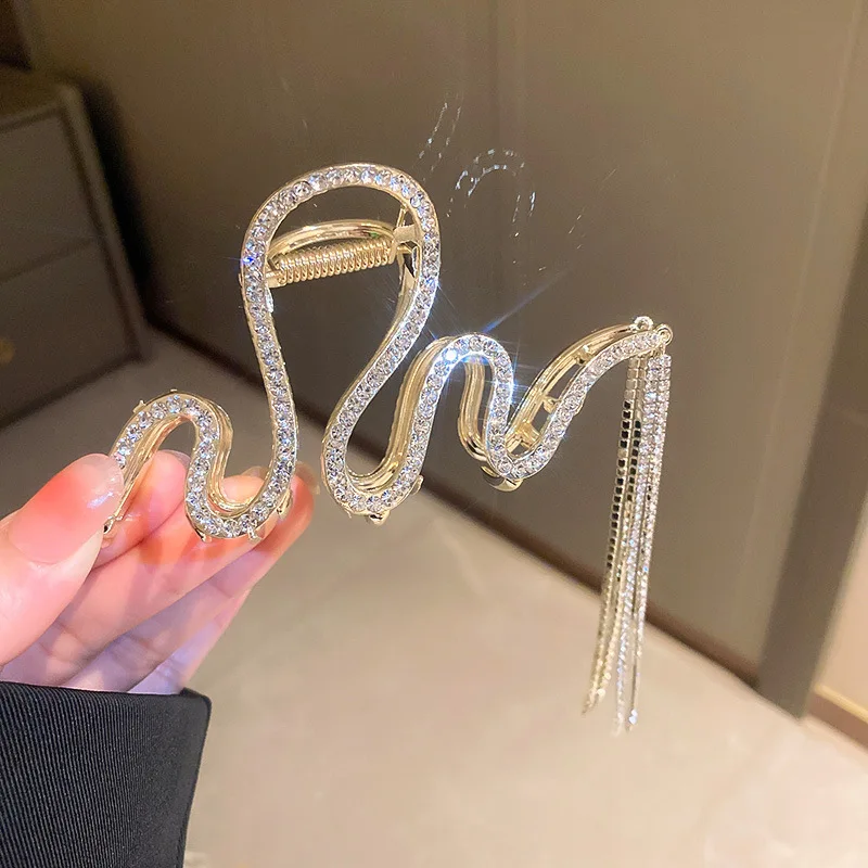 fashion quality snake shape claw crystal wedding hair clip