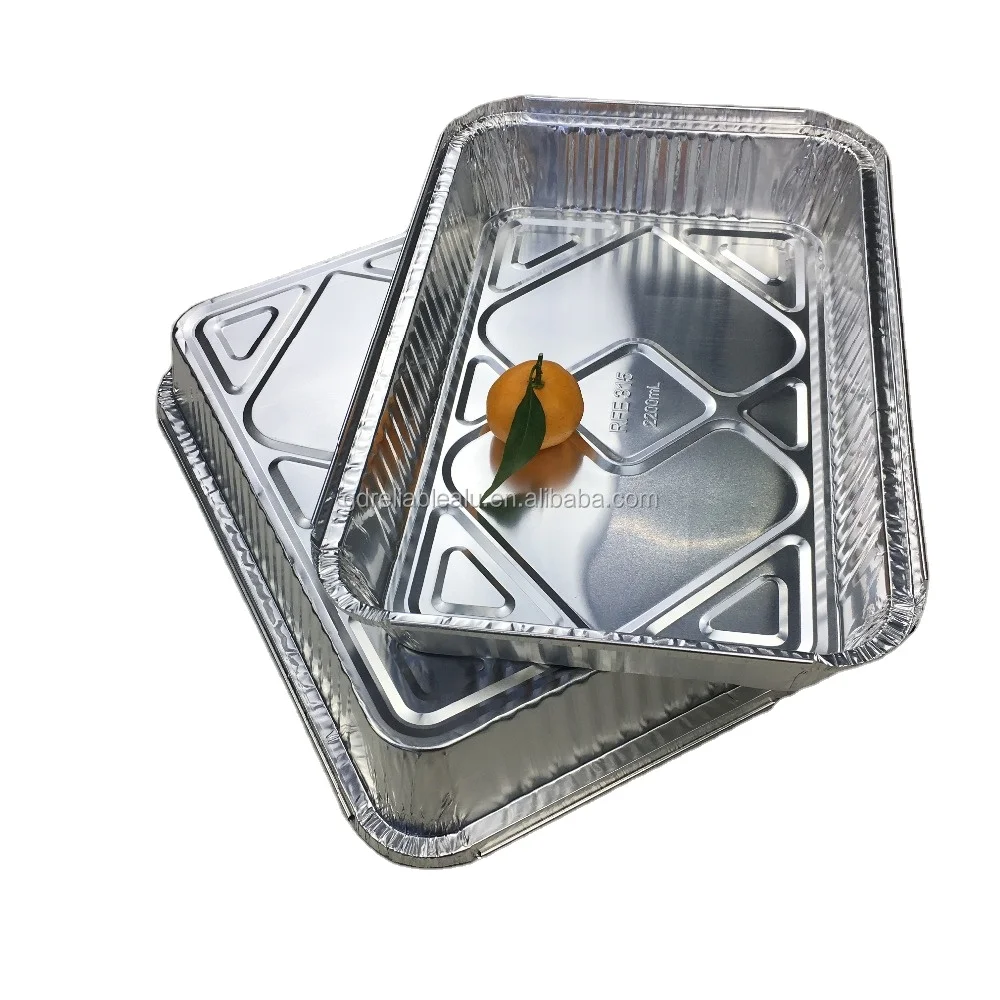 2200ml 77.4 oz volume 315*210*45cm  rectangular take-out aluminum foil food storage container pans w/ board lid for BBQ &baking