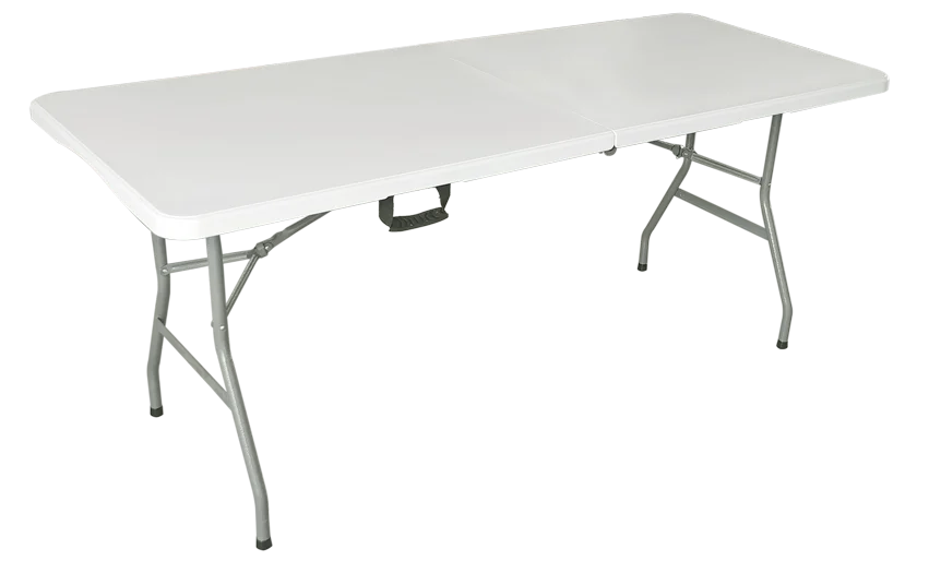 Steel Portable Rectangular Folding Table 6ft 8ft Waterproof HDPE for Outdoor Camping Banquets Use