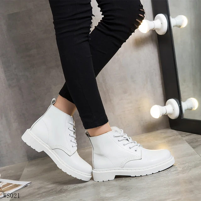Genuine Leather Women white ankle Boots motorcycle Boots Female Autumn Winter Shoes Woman punk Motorcycle Boots