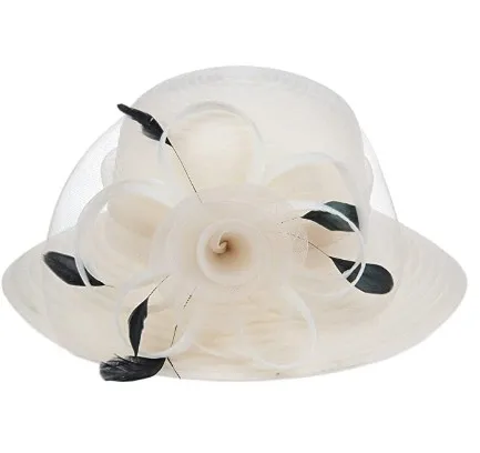 Lady Derby Dress Church Bow Bucket Wedding Bowler Hats Wide Brim Sun Hat