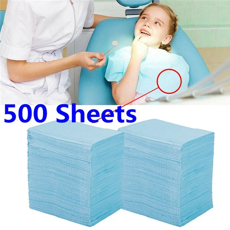 Amazon best seller 3ply Waterproof dental bibs 125 pcs biodegradable tower disposable Tattoo patient bib