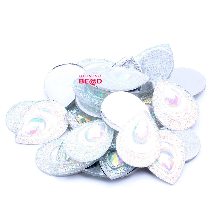 13*18 mm Fashion Drop Rhinestone Ornaments Glue On Carnival Costumes Peacock Eye Flat Back AB Resin For Wedding/Home Decoration
