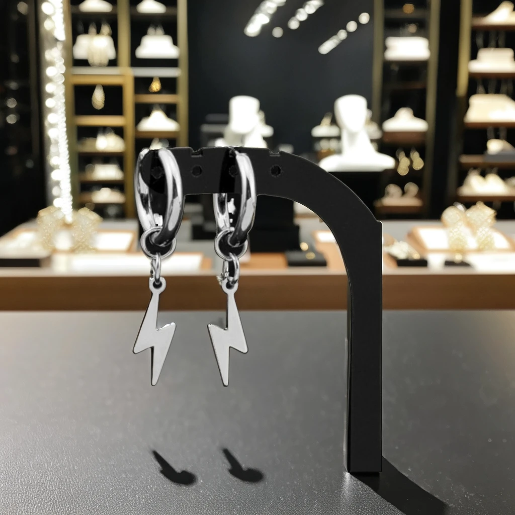 Japan South Korea Trendy Stainless Steel Fashion Simple Tempe Earrings Small Circle Smooth Cross Pendant Unisex Silver Plated