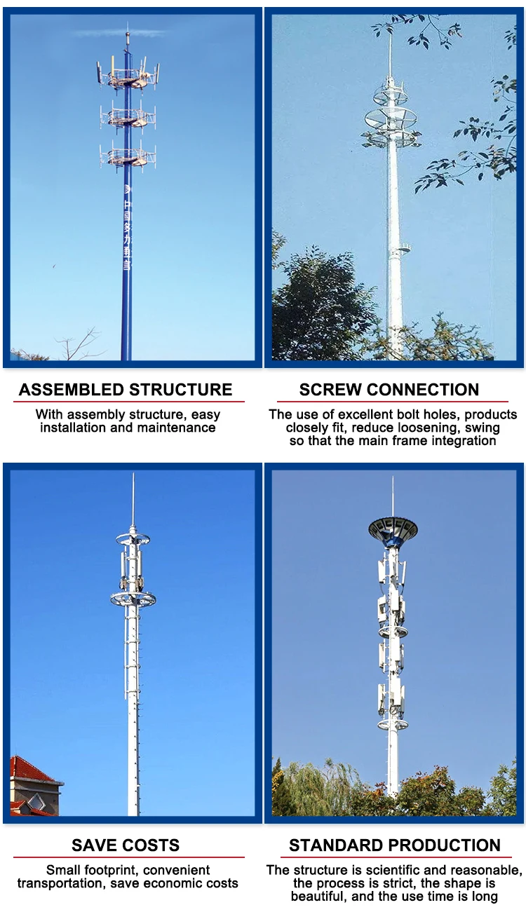Cheap Mini Telecom Pole Mast Lattice Tower Communication Tower Communication Price Steel Telecom Pole Communication Tower