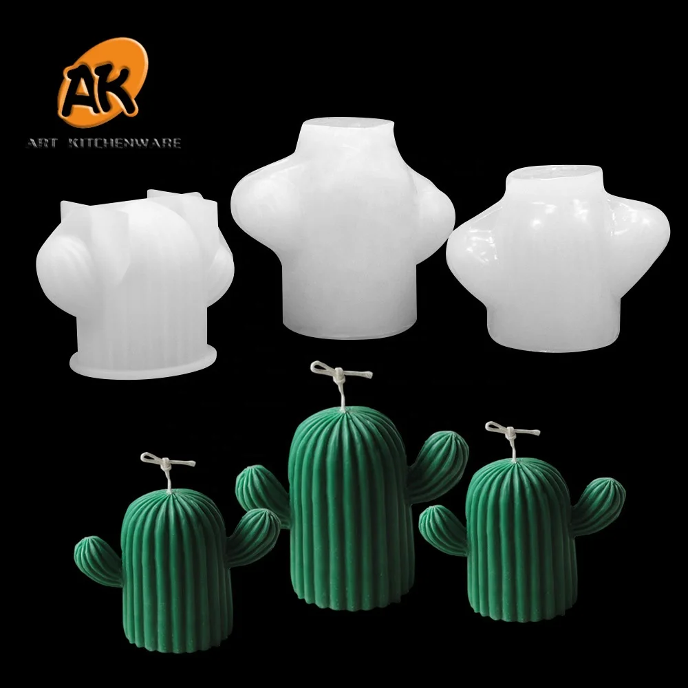 AK Mini Cactus Shape Candle Silicone Mold Handmade DIY Desktop Decoration Epoxy Resin Aromatherapy 3D Candle Silicone Mould