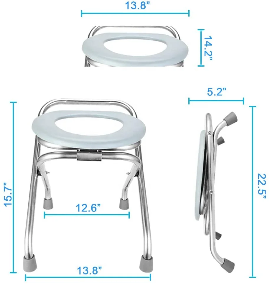 Portable Stainless Steel Outdoor Folding Chair Seat Commode Toilet