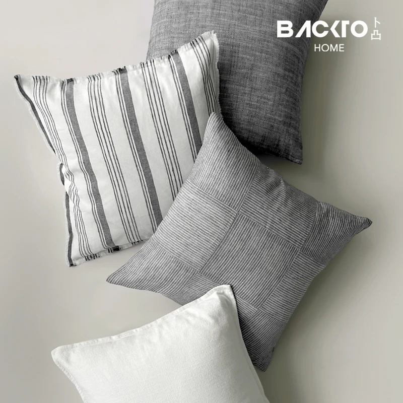 Home Decor Cotton Linen Jacquard Sofa Pillow case Elegant Flaxen Cushion Cover for Living Room Home Decor