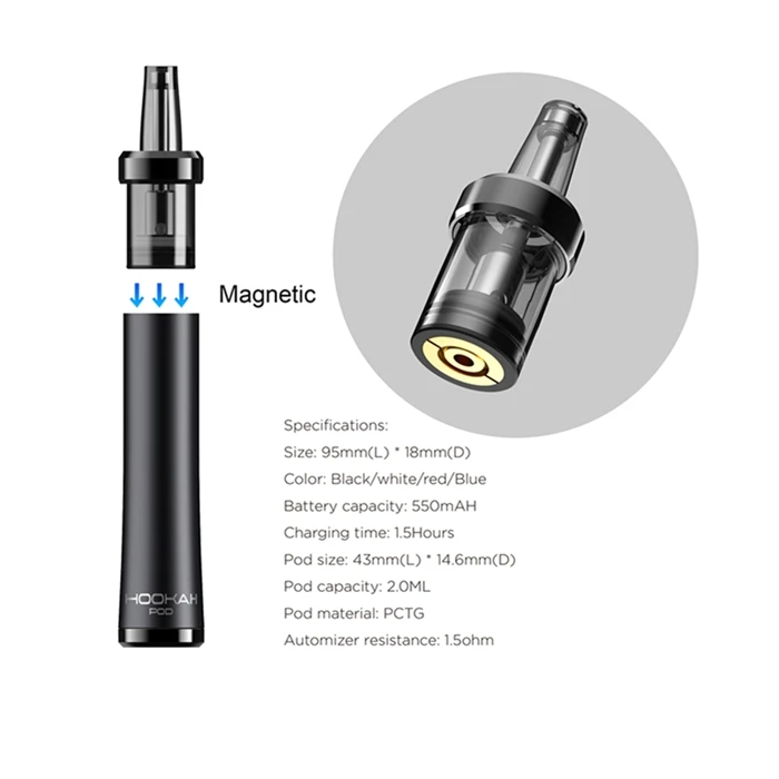 
2019 Best selling magnet vape pen mini hookah e cigarette 