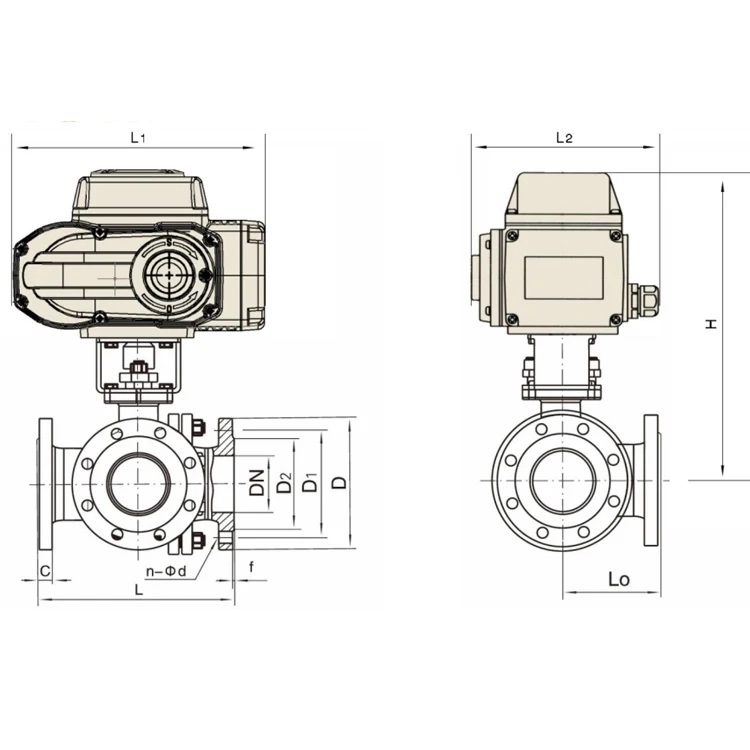 Wholesale UPVC PPH CPVC PVDF PP Body material Electric three-way flange ball valve