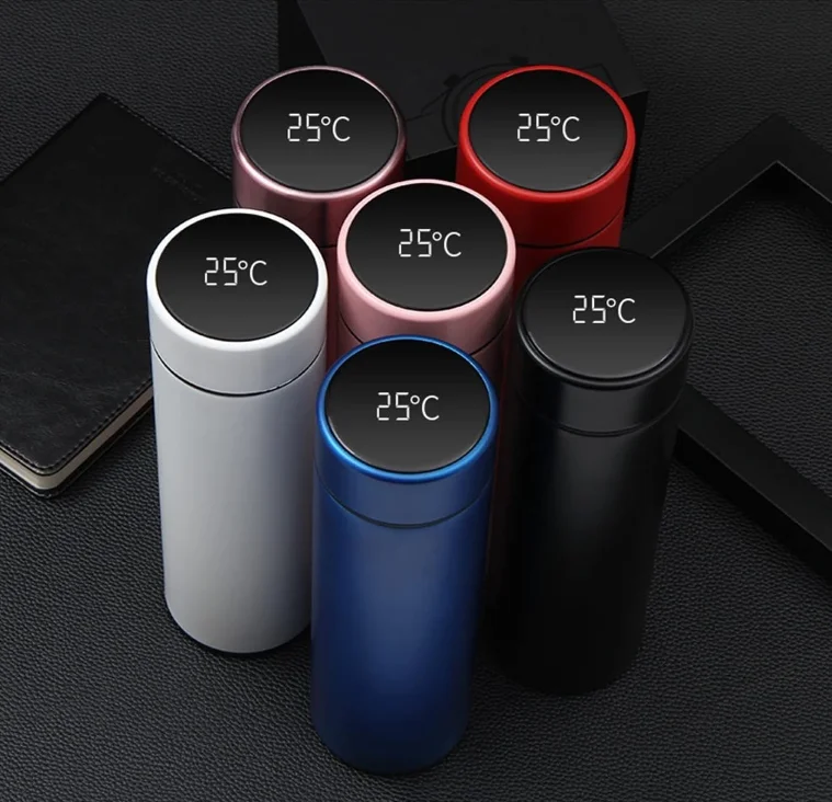 Kingze 500ml Smart Vacuum Travel Coffee Tumbler Cup Personalized LED Temperature Display Portable Flasks