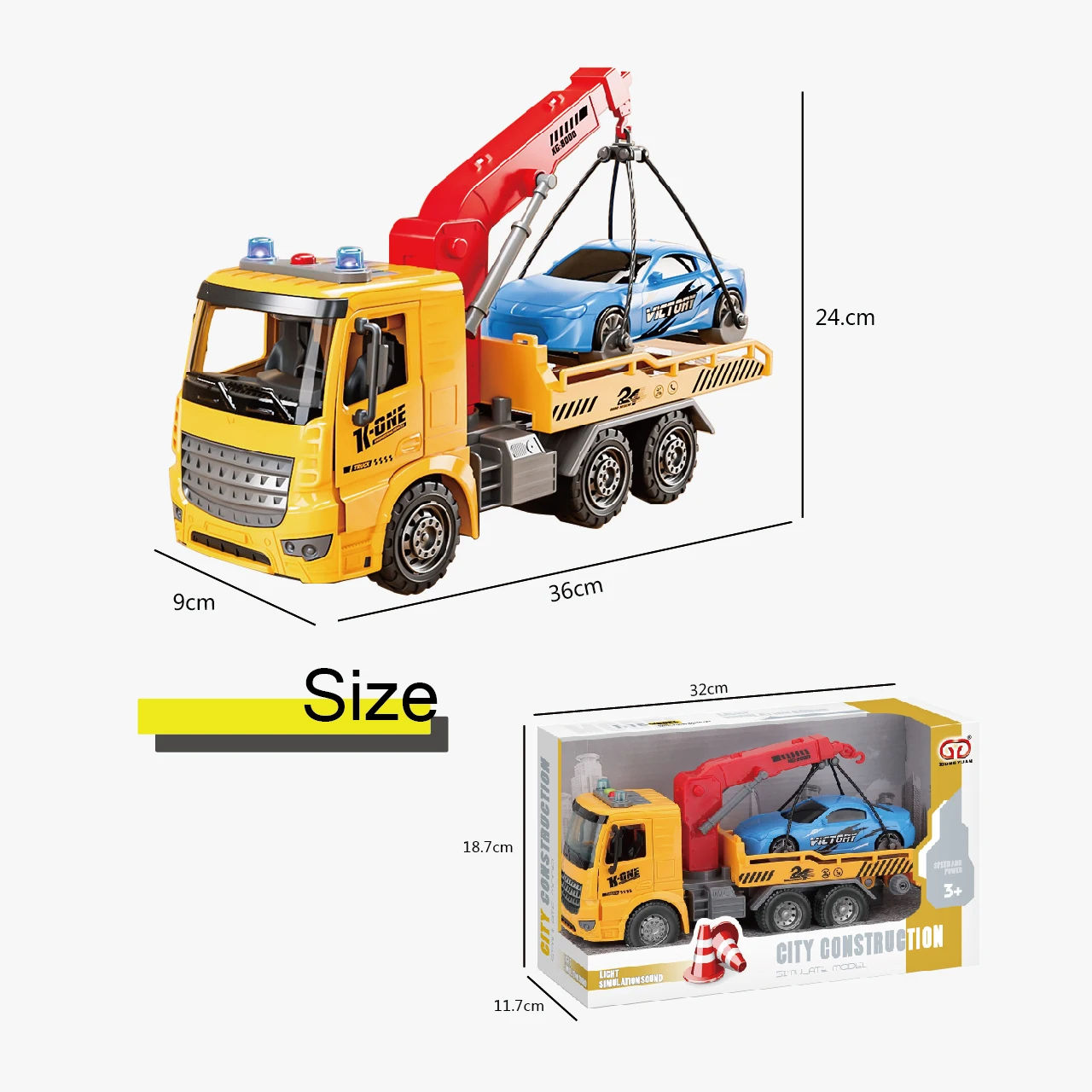 Interesting Plastic Freewheel Car Boys Friction Toy Vehicle Model City Rescue Tow Truck Toys for Kids