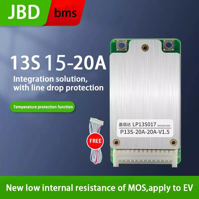 JBD li-ion bms 13S 48v 15A 20A drop protection battery management system for e-bike