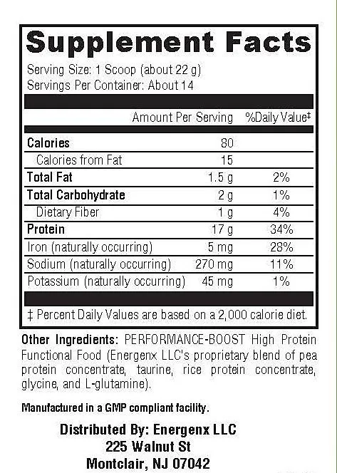 Energenx Performance Boost ежедневная доза тренировка порошок протеина без ГМО для веганов Высококачественная иммунная система диетические добавки