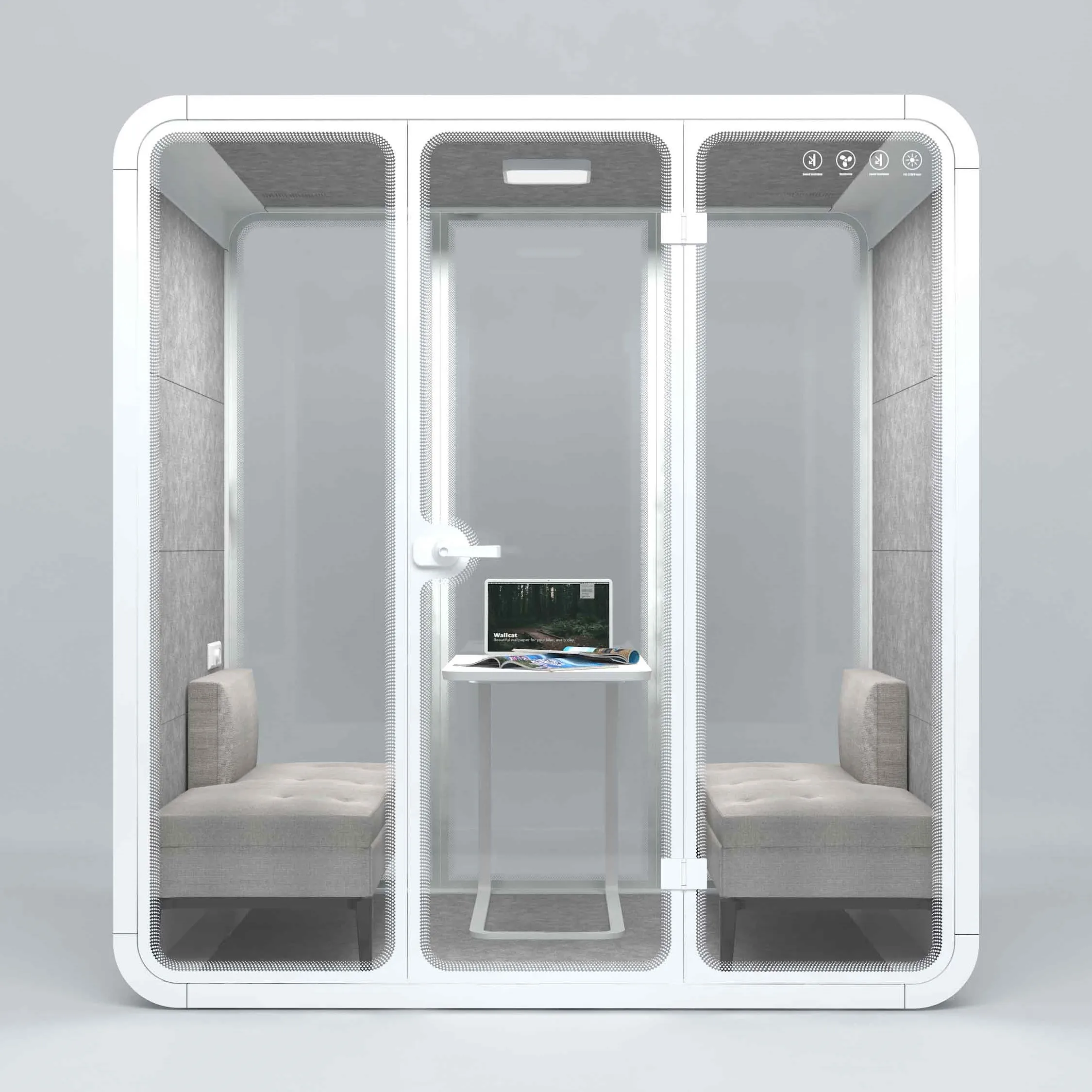 High Quality Acoustic Quiet Sound absorbing Booth Aluminum White Soundproof Office Cabin For Meeting