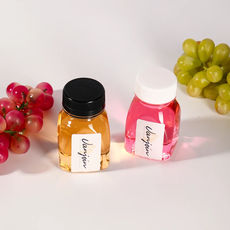 Reusable 100 ml 3.4 oz  Ginger Shot Bottles with Caps Custom Label and Logo Smoothie Juice Beverage Bottles